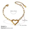 Colar Coração Vazado Francês Mais Vendido Aço Inoxidável Banhado a Ouro Real 18K Pulseira Simples Elegante Estilo Ins Transfronteiriço