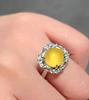 Óleo de galinha de peru amarelo calcedônia flor gema pulseira antigo banhado a ouro 18K pôr do sol amarelo gelo calcedônia brincos