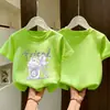 Camiseta de Algodón Puro de Manga Corta para Niñas Estilo Nuevo 2026, Top con Estampado y Cuello Redondo para Niños, Holgada, Cómoda y Amigable con la Piel, Manga Media