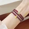 Pulsera de Granate Borgoña de Piedra Natural, Joyería de Jade Hetian, Pulsera Multivuelta, Regalo Hecho a Mano para Novia, Nuevo Estilo Chino