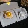Anel Aberto de Pérola com Flor de Zircônia, Fashion, Simples, Luxo Leve, Sensação de Alto Padrão, Anel para Dedo Indicador, Versátil para Uso Diário e Deslocamento