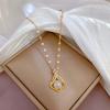 Collar de oro real con microincrustaciones de sirena Ji con gota de agua de lujo de alta calidad y estilo de celebridad de Internet, colgante de cadena de clavícula con temperamento afortunado para mujer