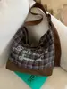 Bolso de Hombro a Cuadros para Mujer de Gran Capacidad Bolso de Lona Perezoso Bolso de Doble Cara para Viajero Mochila Escolar para Mujer
