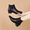Botines Cortos Nuevos Otoño e Invierno 2026 para Mujer, Zapatos Planos de Piel, Botines de Piel Suave con Punta Fina para Otoño e Invierno, Zapatos Suaves de Piel con Suela Blanda para Madres