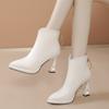 Botines de Tobillo de Tacón Alto Negros Jinbukang Tacón Fino Moda Año Otoño Nuevo Caña Corta Puntiagudos Cierre Trasero Botas Martin Mujer