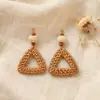 Brincos Boêmios de Palha com Franjas para Mulheres, Brincos Estilo Férias na Praia, Acessórios para Viagens de Verão e Fotografia, Brincos Exagerados