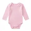 Venta al por mayor transfronteriza Otoño Color Sólido Manga Larga Algodón Cuello tipo sobre Romper Triangular Mono para Bebé Recién Nacido