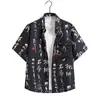 Camisa Floral de Manga Curta Estilo Resort Tailandês com Mangas Três Quartos para Homens e Mulheres, Roupa de Casal, Festival de Salpicos de Água na Praia, Camisa da Moda do Sudeste Asiático