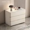 Mesa de cabeceira grande, de madeira maciça, cor creme, para uso doméstico, de alta qualidade, estilo luxo leve, design novo, simples e moderno, com três gavetas, adequada para o quarto