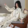 Pijama Nuevo Estilo Otoño e Invierno 2024 para Mujer Manga Larga Estilo Delgado Estilo Celebridad de Internet INS Venta Caliente Conjunto de Cárdigan Casual para el Hogar