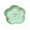 Zc1235 plato de frutas colorido con borde dorado, plato de frutas para sala de estar, plato de frutas para mesa de café transparente, de alta gama y lujoso, adecuado para mostradores de recepción y servir postres