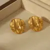 Comercio exterior transfronterizo superventas simples retro moda liso plisado geométrico clásico oro real 18K acero inoxidable aretes