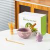 Tigela de Matcha Transfronteiriça com Bico, Conjunto Japonês de Matcha em Cerâmica em Formato de Coração Caixa de Presente, Conjunto de Chá Estilo Ins, Suporte de Chá Japonês