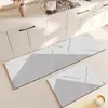 Tapete de Chão de Terra de Diatomáceas Estilo Nórdico Fácil de Cuidar, Absorvente de Água e Resistente ao Desgaste Tapete de Pé Longo em Tira, Resistente à Sujeira Doméstica e Antiderrapante Tapete de Chão para Cozinha