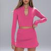 Contas Coloridas Transfronteiriças Justas de Manga Comprida Roupa de Yoga Esportiva Outono e Inverno de Alta Intensidade Secagem Rápida Corrida Nylon Conjunto de Fitness Yoga