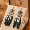 Tus aretes de pluma de semicírculo pequeño de 1 color Tixi 11 aretes para mujer plata antigua aceite aretes vintage al por mayor