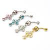 Joyería Nueva para Perforación Set de Cruz con Diamante Anillo para Ombligo Colgante de Aleación Uña para Ombligo Botón para Ombligo Suministro Directo de Fabricante Venta al Mayoreo