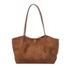 Bolsa Tote de Camurça Retrô Feminina 2026 Novo Estilo Grande Capacidade Bolsa de Ombro Outono Inverno Alto Padrão para Trabalho Manual Versátil