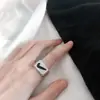 Anel aberto geométrico criativo personalizado estilo coreano anel de casal de celebridade da internet moda hip hop de rua
