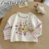 Camiseta Térmica de Algodón Suave Cepillado FHW para Bebés Niñas, Niños Pequeños Niñas Elegante Camiseta de Manga Larga Falsa de Dos Piezas