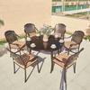 Mesa y Silla Nórdica para Exterior Combinación de Patio Balcón B&B Terraza Silla de Ratán Hotel Ocio Mesa Larga Muebles Metálicos para Exterior