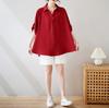 2026 Verano Nueva Ropa para Mujer Tallas Grandes Color Sólido Corte Holgado Cubre Barriga Grasa mm Camisa de Chifón de Longitud Media Manga Corta