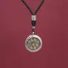 Caja Patrón Nube Plateada con Colgante de Moneda Antigua de los Cinco Dioses de la Riqueza, Collar Bagua Estilo Chino Vintage, Adorno Coleccionable Unisex Regalo