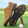 Sapatos de Golfe Antiderrapantes Profissionais, Tamanho Grande 39-49, Travas Fixas, Sapatos de Treinamento de Golfe Confortáveis para Homens, Preto e Branco