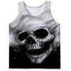 Comercio Exterior Transfronterizo Europa y América Impresión Digital 3D Chaleco de Cuello Redondo para Hombre Calavera de Terror Oscuro Camisa sin Mangas Holgada Casual