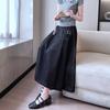 Nova saia Xi Shi estilo chinês Primavera e Verão Saia Solid Color Stitching Long National Style Respirável Casual All-match Emagrecimento Grande Swing Saia