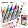 Set de Plumas para Uñas con Punta Fina de 0.5 mm, Pluma de Graffiti Líquido Sin Presión, Marcador Impermeable de Secado Rápido, Se Puede Aplicar en Capas