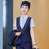 Traje de Chaleco Profesional de Primavera y Verano para Mujer Ropa de Trabajo para Recepción de Hotel Uniformes de Azafata de Aviación y Tren de Alta Velocidad Uniformes Escolares de Personal