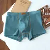 Ropa interior para hombre de color sólido con textura de seda de hielo, Boxer transpirable fresco de cintura media para verano