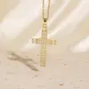 Collar Cruz de Zirconia Colorida Nuevo Estilo Transfronterizo Europeo y Americano, Colgante de Lujo Ligero de Nicho de Gama Alta, Joyería Versátil de Moda Personalizada