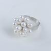 Anillo de Perla Natural en Oferta Cuentas de Arroz Flor Grande Anillo Ajustable Moda