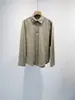 Camisa Feminina Solta de Lã com Gola, Estilo Clássico Old Money, Feita de Mistura de Algodão e Lã, Bicolor, Estilo Casual Elegante de Alta Qualidade