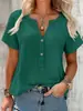 2025 Verano Transfronterizo Amazon Casual Holgado Moda Europea y Americana Mujer Algodón Lino Versátil Top
