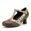 Zapatos de Tacón Alto de Boca Baja con Tira en T de Bloques de Color Estilo Nuevo, Primavera y Otoño, Tallas 32-50, Zapatos de Aliexpress