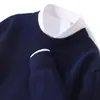 Suéter 100% lana para hombre para otoño e invierno, cuello redondo, estilo jersey, color liso, mezcla de cachemira, corte holgado, talla grande, adecuado como capa interior