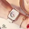 Reloj Guou/Guou para Mujer, Reloj Cuadrado Simple y Elegante, Reloj de Pulsera de Cuero Impermeable a la Moda, Reloj de Cuarzo para Mujer
