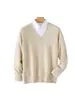 Amazon Otoño/Invierno Suéter de Punto Casual para Hombre con Cuello en V 100% Lana Pura
