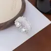 Anillo Abierto Calado Anillo Cepillado Textura Encaje Plata de Ley S925 Estilo K Nuevo Retro Francés Lujo Accesible