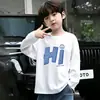 Camiseta de Manga Larga con Cuello Redondo de Dibujos Animados para Niño, Primavera y Otoño, para Niños Mayores, 100% Algodón Puro, Ropa Transpirable para Niños