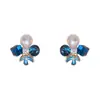 Brincos Quadrados de Cristal Pétala Pérola Moda Retrô Nicho Exquisite Luxo Leve Design Versátil Brincos Super Brilhantes Atacado