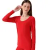 Conjunto de roupa íntima térmica feminina sem costura outono e inverno gola redonda calça comprida justa ultrafina modeladora plus size blusa base