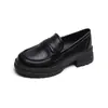 Mocasines de cuero genuino con suela gruesa para mujer, nuevos zapatos pequeños de cuero vintage 2026, zapatos de mujer sin cordones con tacón grueso y suela blanda