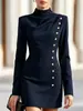 Enviado. Vestido de manga larga con botones decorativos, estilo moda nuevo europeo y americano, sitio independiente de Amazon