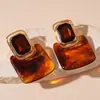 Pendientes Geométricos de Flor de Resina Transfronterizos Europeos y Americanos Otoplastias Maillard Otoño e Invierno Diseño Nicho de Gama Alta Joyería para Orejas Venta al por Mayor