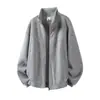 Chaqueta gruesa con textura y forro polar para hombre, adecuada para parejas jóvenes, chaqueta deportiva con cremallera y cuello alto engrosado para otoño e invierno