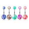 Piercing de Umbigo Acrílico Colorido, Pintura de Borracha em Cor Luminosa, Botão de Umbigo para Body Piercing, Haste de Aço Inoxidável para Nail de Umbigo